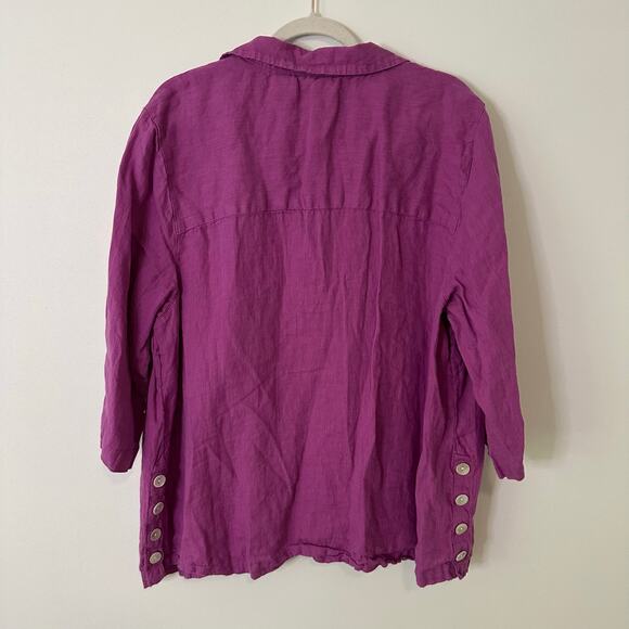 Tahari purple linen three-quarter sleeve top size 2X - Picture 12 of 13